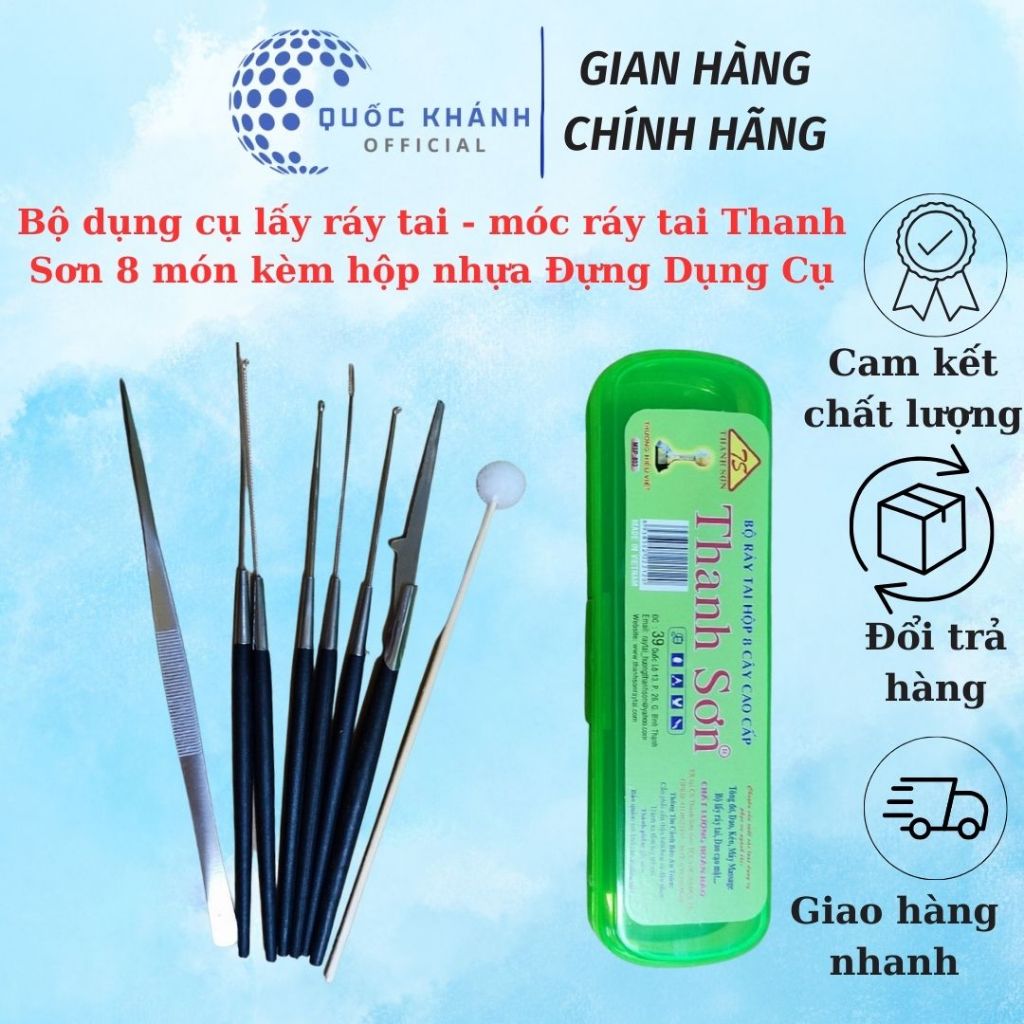 Bộ dụng cụ lấy ráy tai - móc ráy tai Thanh Sơn 8 món kèm hộp nhựa Dụng ...