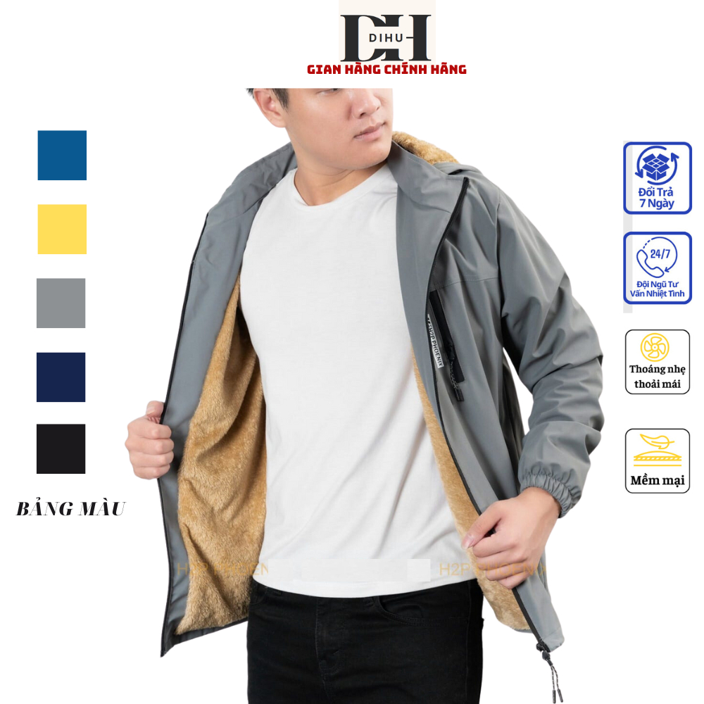 áo khoác nam nữ lót lông Dihu chất vải gió dù chống nước gió bụi tia uv ...