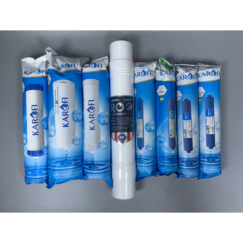 Combo 8 Lõi Lọc Nước Karofi Cho Máy O-D138 Gồm Lõi 123 Livotec - Màng RO Mỹ 100GPD - Lõi Chức Năng T33 Mineral 2Nano