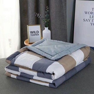 [BH 1 NĂM] Chăn mền cotton chần bông dùng 2 mặt giặt được máy giặt đắp thoáng mát 1.6x2m cao cấp