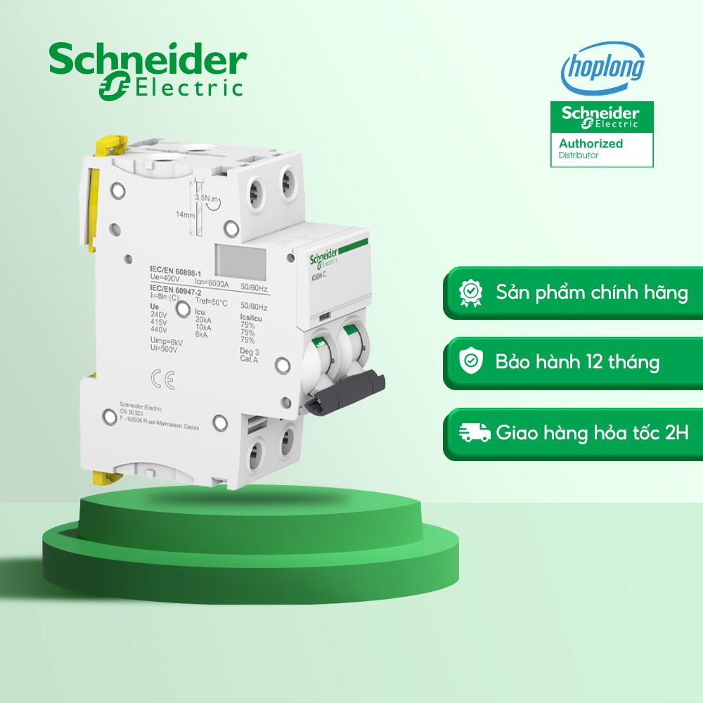 Cầu Dao Tự động Schneider A9F74232 MCB (át Tép) 2 Pha 32A Dòng Cắt 6kA ...