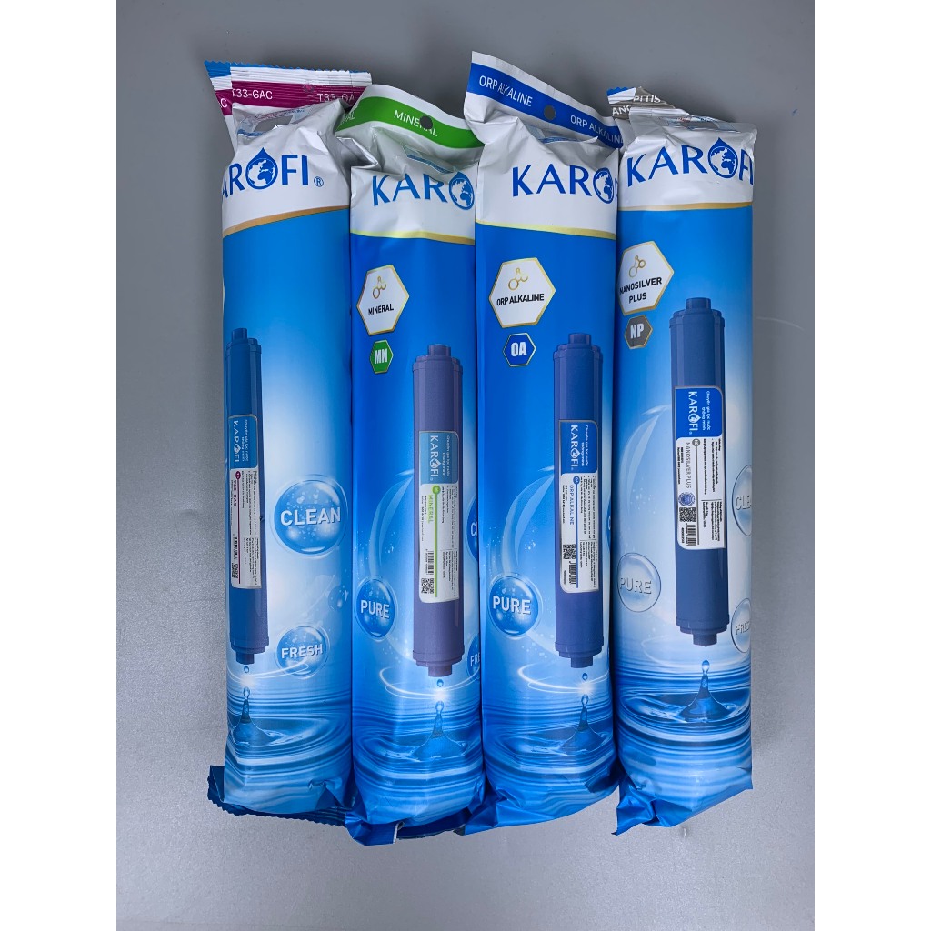 Combo 8 Lõi Lọc Nước Karofi Gồm Lõi 123 Smax Duo - Màng RO Dupont 50GPD - Lõi Chức Năng T33 Mineral Far Nano Model KSI80