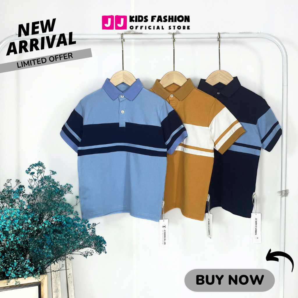 Áo thun Polo bé trai thun Cotton cá sấu, in phối màu sang trọng full size BST Xuân Thu 2024 |JJ Kids