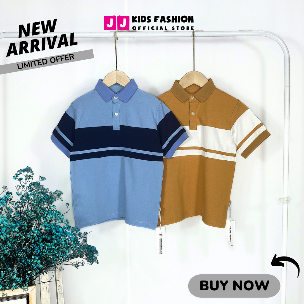 Áo thun Polo bé trai thun Cotton cá sấu, in phối màu sang trọng full size BST Xuân Thu 2024 |JJ Kids