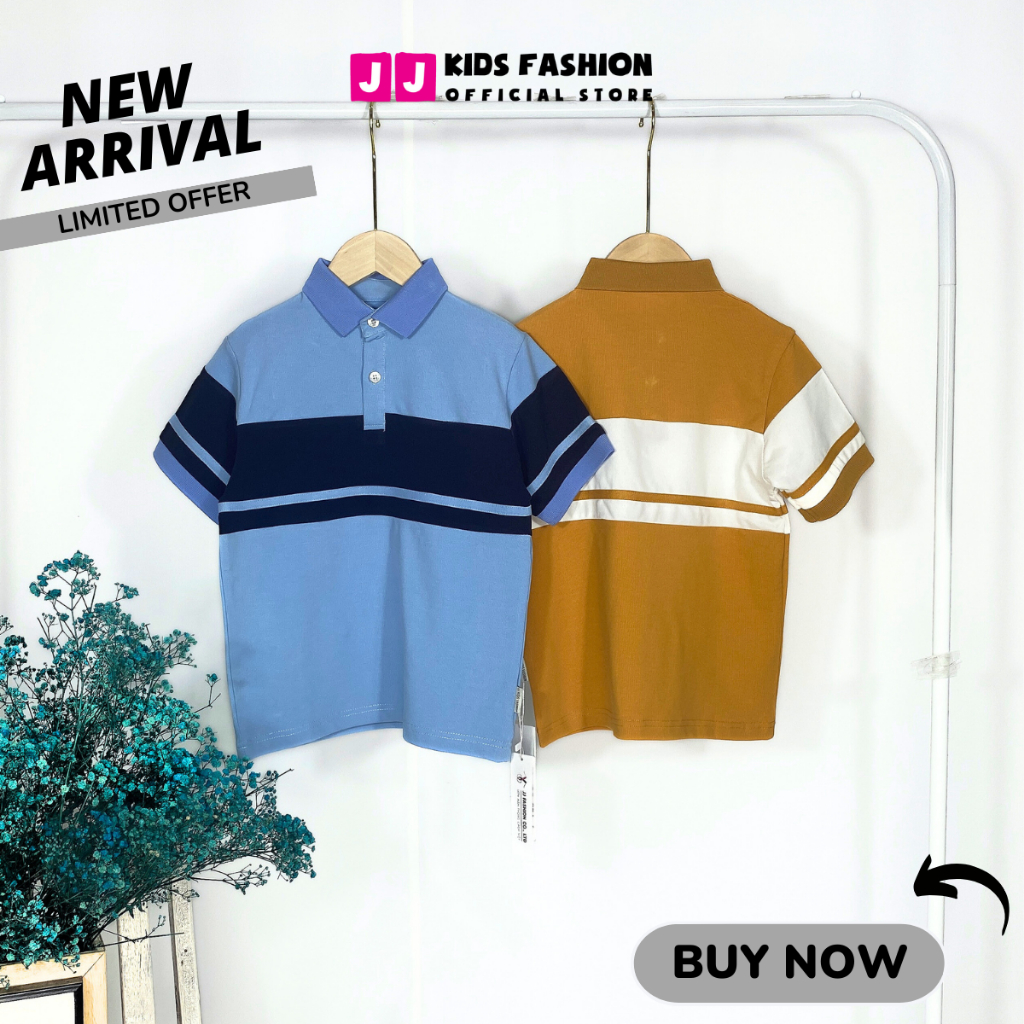 Áo thun Polo bé trai thun Cotton cá sấu, in phối màu sang trọng full size BST Xuân Thu 2024 |JJ Kids