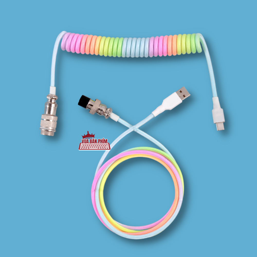 Dây cáp bàn phím cơ usb - type C, lò xo xoắn dây dù Polyethylene cao cấp,dài 3m, trục nối kim loại chuẩn GX12 | BigBuy360 - bigbuy360.vn