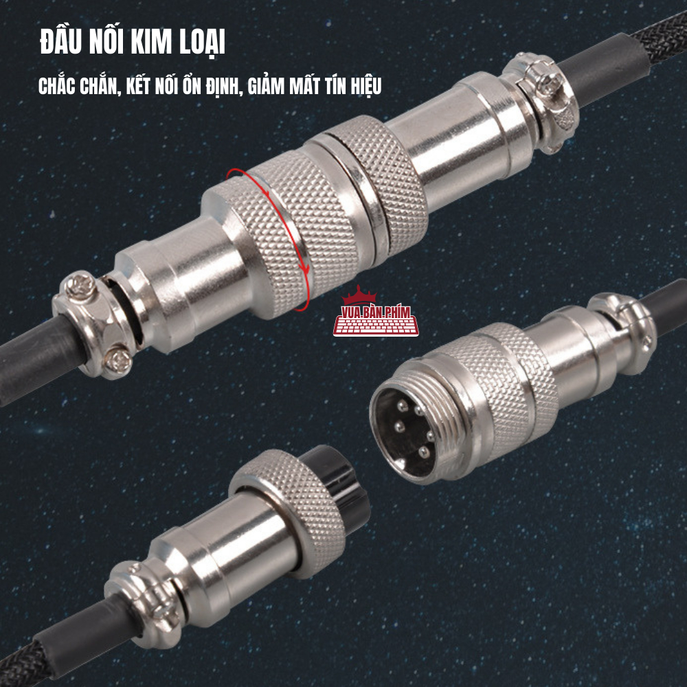 Dây cáp bàn phím cơ usb - type C, lò xo xoắn dây dù Polyethylene cao cấp,dài 3m, trục nối kim loại chuẩn GX12 | BigBuy360 - bigbuy360.vn