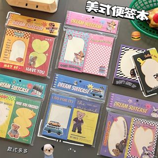 MEOWU Set 2 Giấy Note Ghi Chú Nhiều Hình Màu Tím Dễ Thương Phong Cách Cổ Điển Hàn Quốc