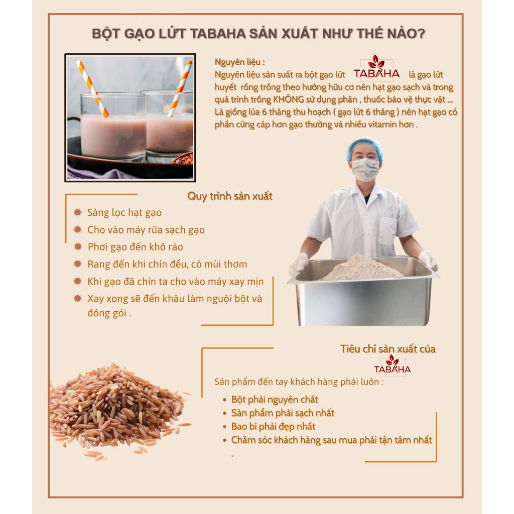 Ảnh Bột Gạo Lứt Nguyên Chất Tabaha 500g giảm cân, đẹp da 3