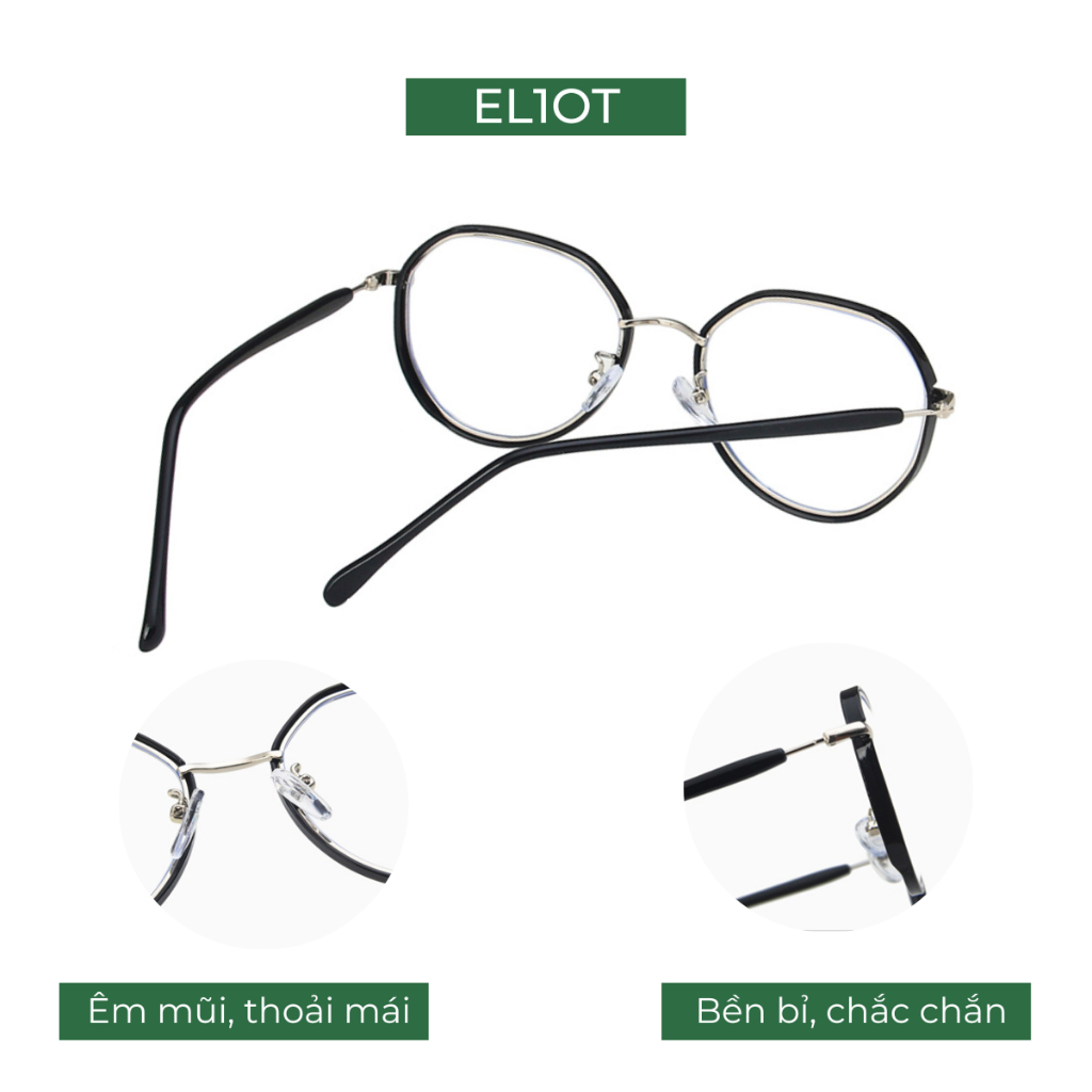 Gọng kính tròn nam nữ ELIOT Eyewear mắt đa giác thời trang nhiều màu sắc lựa chọn 362