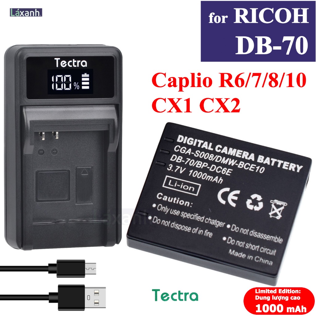 DB-70 Batteria Caricabatterie AC/DC Single For Ricoh DB70 BJ-7 BJ7 Caplio R6 R7 R8 CX1 CX2 R10 Digital Camera S008