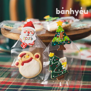 Túi đựng bánh quy trong suốt 8*11 cm/Túi đựng bánh quy Giáng Sinh - BB180A