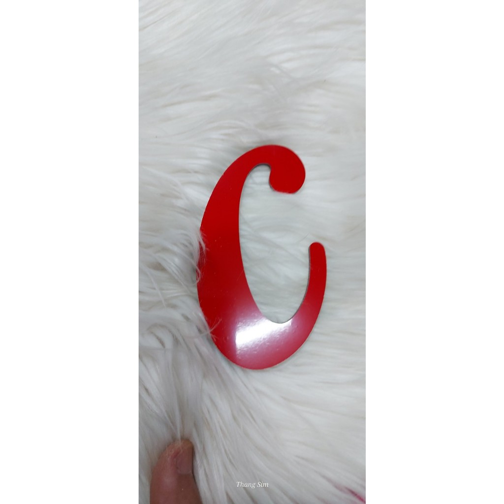 Chữ ĐỎ Bóng nghiêng cách điệu cao 20cm dày 3mm dán tường, dán biển quảng cáo, dán biển số xe ô tô