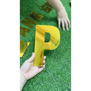 Chữ Vàng Gương cao 15cm dày 3mm dán tường, dán biển quảng cáo, dán biển số xe ô tô