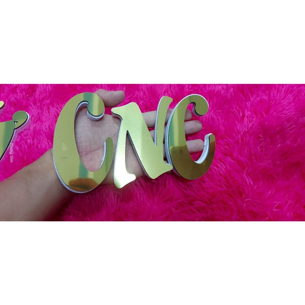 Chữ Vàng Gương nghiêng cách điệu cao 15cm dày 3mm dán tường, dán biển quảng cáo, dán biển số xe ô tô