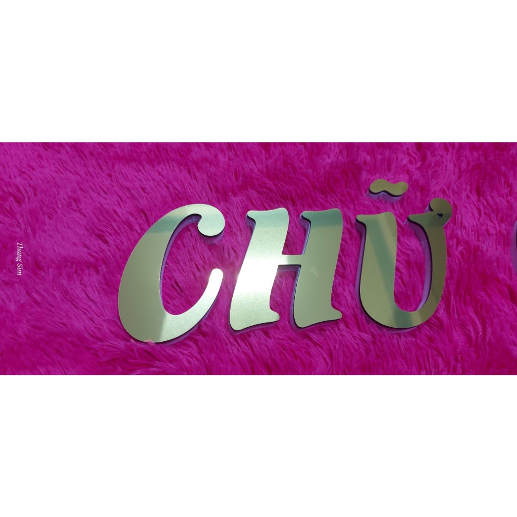 Chữ Vàng Gương nghiêng cách điệu cao 15cm dày 3mm dán tường, dán biển quảng cáo, dán biển số xe ô tô