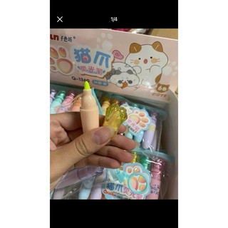 Vỉ 6bút nhớ dòng Capybara, bút highlight capybara, bút nhớ dòng 6màu capybara, quả bơ