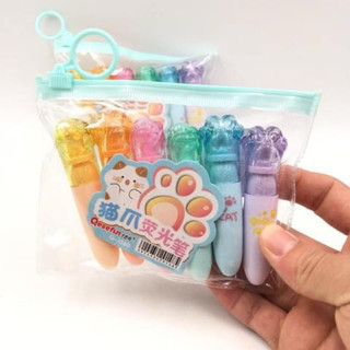 Vỉ 6bút nhớ dòng Capybara, bút highlight capybara, bút nhớ dòng 6màu capybara, quả bơ