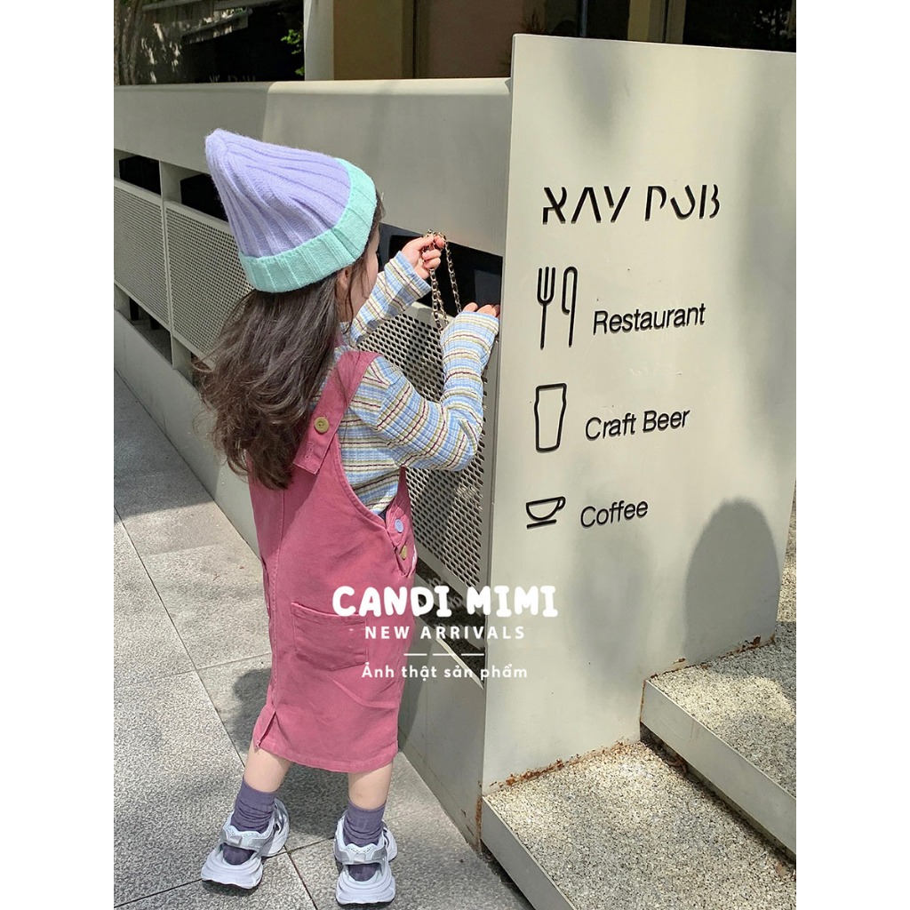 CANDIMIMI Váy Yếm Bò Denim 100% Cotton Cao Cấp Cho Bé Gái - Sợi Tự Nhiên Dày Dặn, Mềm Mại
