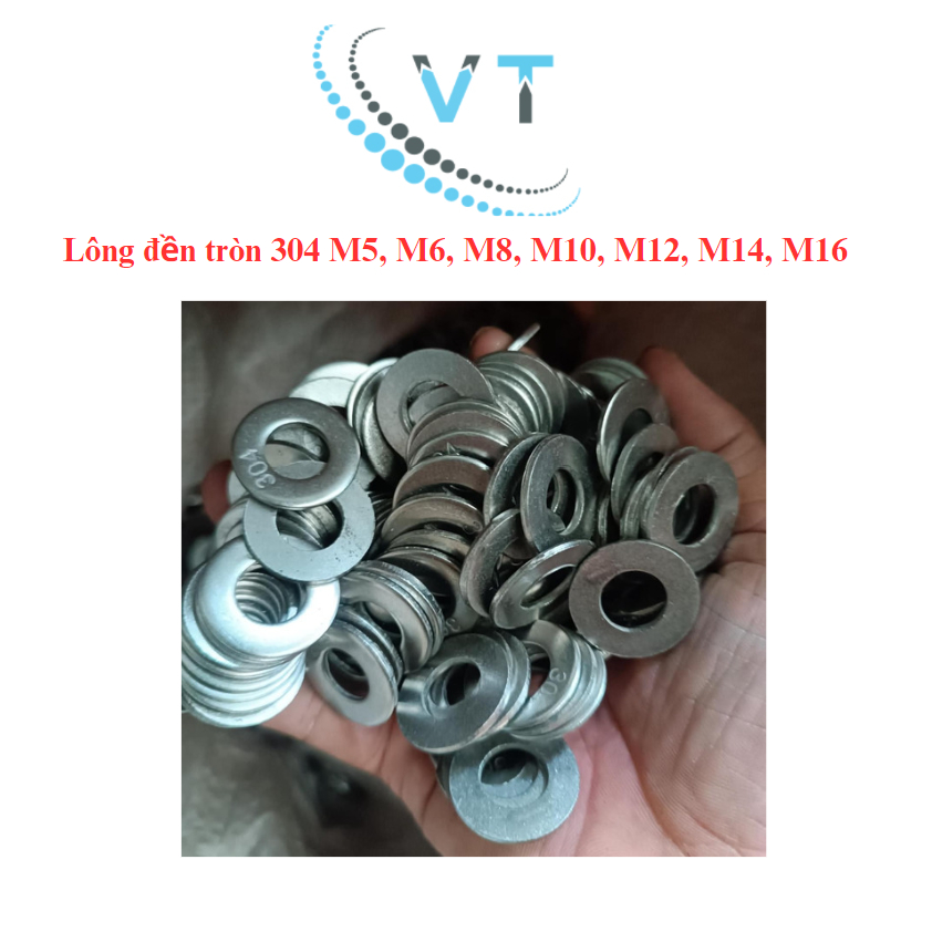 [Túi 10 Cái] Long Đền Tròn INOX 304 - Vòng Đệm Phẳng M4 M5 M6 M8 M10 M12 M14 M16 - Thép Không Gỉ Sáng Bóng, Chống Ăn Mòn