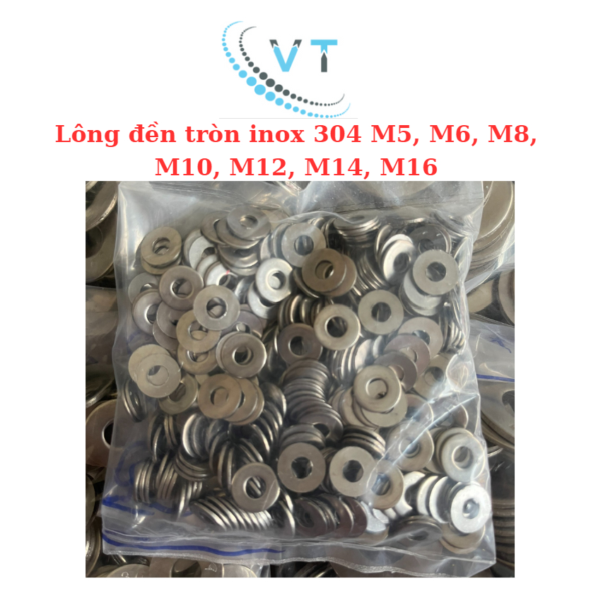 [Túi 10 Cái] Long Đền Tròn INOX 304 - Vòng Đệm Phẳng M4 M5 M6 M8 M10 M12 M14 M16 - Thép Không Gỉ Sáng Bóng, Chống Ăn Mòn