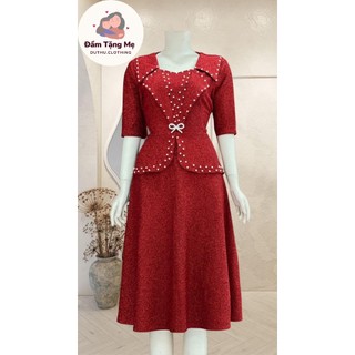 Đầm dạ hội trung niên chất liệu nhũ ánh kim co giãn cực tốt. cho mẹ dự tiệc sang trọng bigsize 75KG M453
