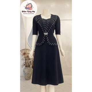 Đầm dạ hội trung niên chất liệu nhũ ánh kim co giãn cực tốt. cho mẹ dự tiệc sang trọng bigsize 75KG M453