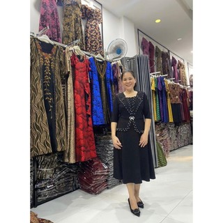 Đầm dạ hội trung niên chất liệu nhũ ánh kim co giãn cực tốt. cho mẹ dự tiệc sang trọng bigsize 75KG M453