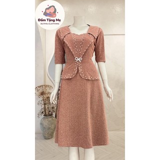 Đầm dạ hội trung niên chất liệu nhũ ánh kim co giãn cực tốt. cho mẹ dự tiệc sang trọng bigsize 75KG M453