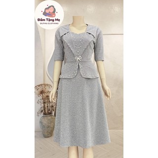 Đầm dạ hội trung niên chất liệu nhũ ánh kim co giãn cực tốt. cho mẹ dự tiệc sang trọng bigsize 75KG M453