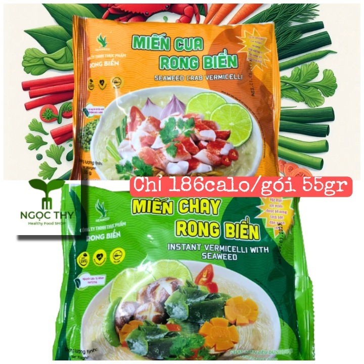 Miến cua miến chay Rong biển ăn liền có sẵn gói gia vị Seaweed 55gr ...
