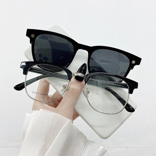 Gọng Kính Cận - Gọng Kim Loại Clip On Mắt Vuông Tròn Chống Phân Cực Phong Cách Hàn Quốc Chống Bụi Ms TJ2179