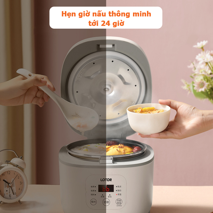 Product image Nồi cơm điện Lotor VH35C dung tích 1.6L, chống dính, HẸN GIỜ thông minh, Nồi cơm điện mini tiết kiệm điện năng 8