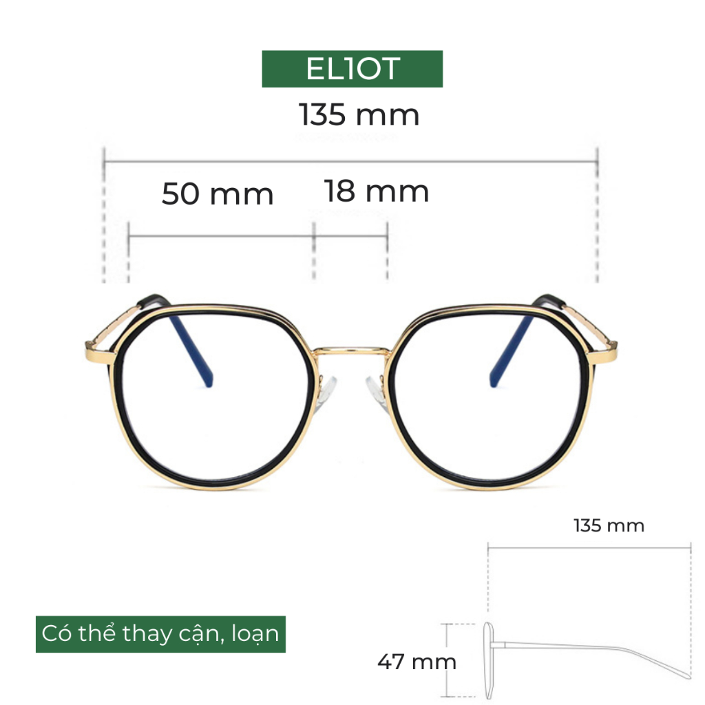 Gọng kính mắt tròn ELIOT Eyewear chất liệu kim loại cứng cáp nhẹ nhàng thiết kế thời trang 8102