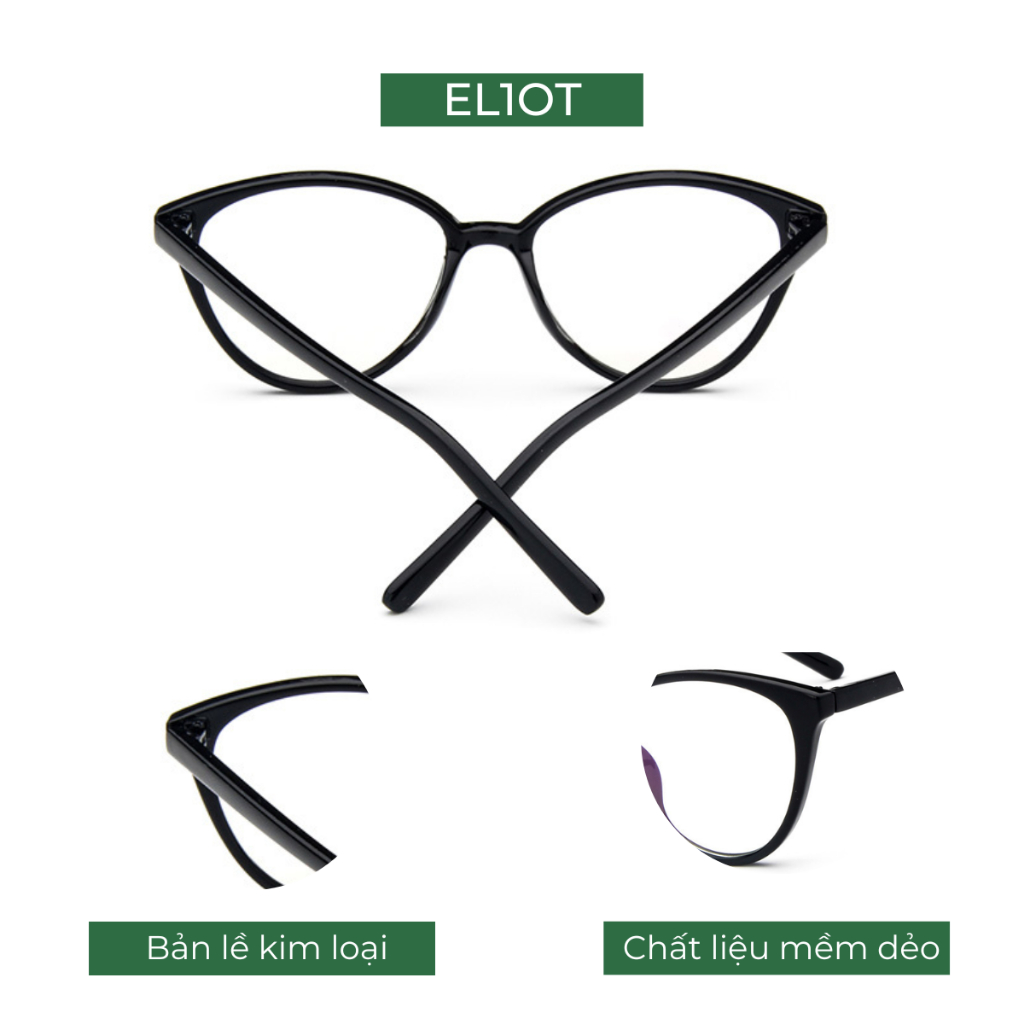 Kính mắt mèo ELIOT Eyewear tròng kính chống ánh sáng xanh kiểu dáng thời trang 2360