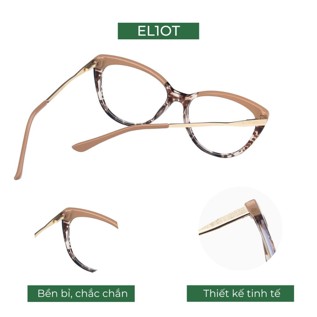 Kính mắt mèo nữ ELIOT EYEWEAR kim loại có thể thay cận dễ đeo màu sắc thời trang 5018