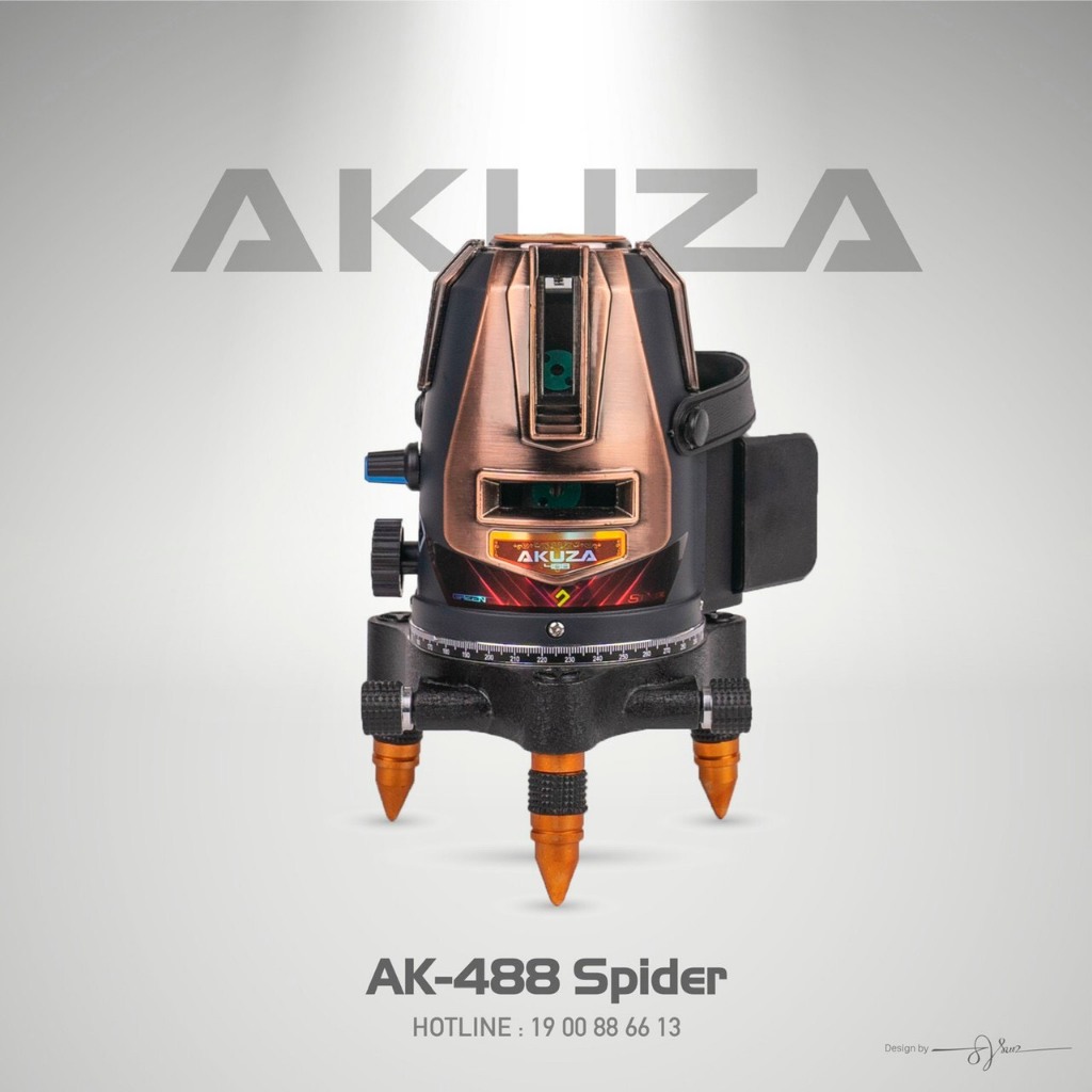 Máy cân bằng laser Akuza AK-488 Spider bóng Led siêu sáng,điều khiển từ xa,motor xoay 360 độ