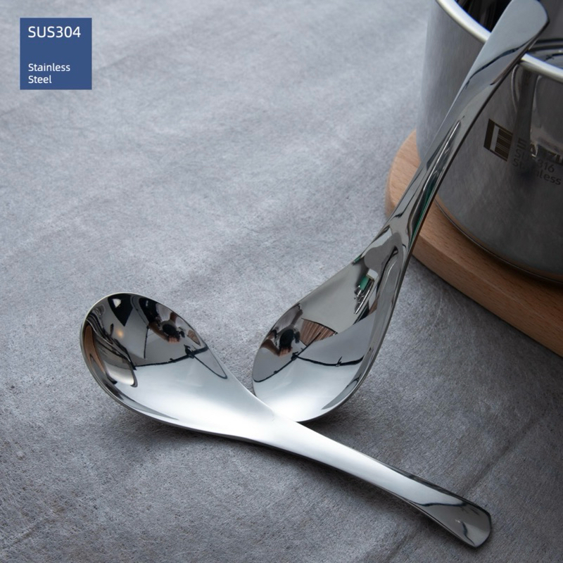 Ảnh YEAHCOOK Thìa inox 304 thiết kế phù hợp ăn súp phở cháo phụ kiện cho bàn ăn sang trọng 3