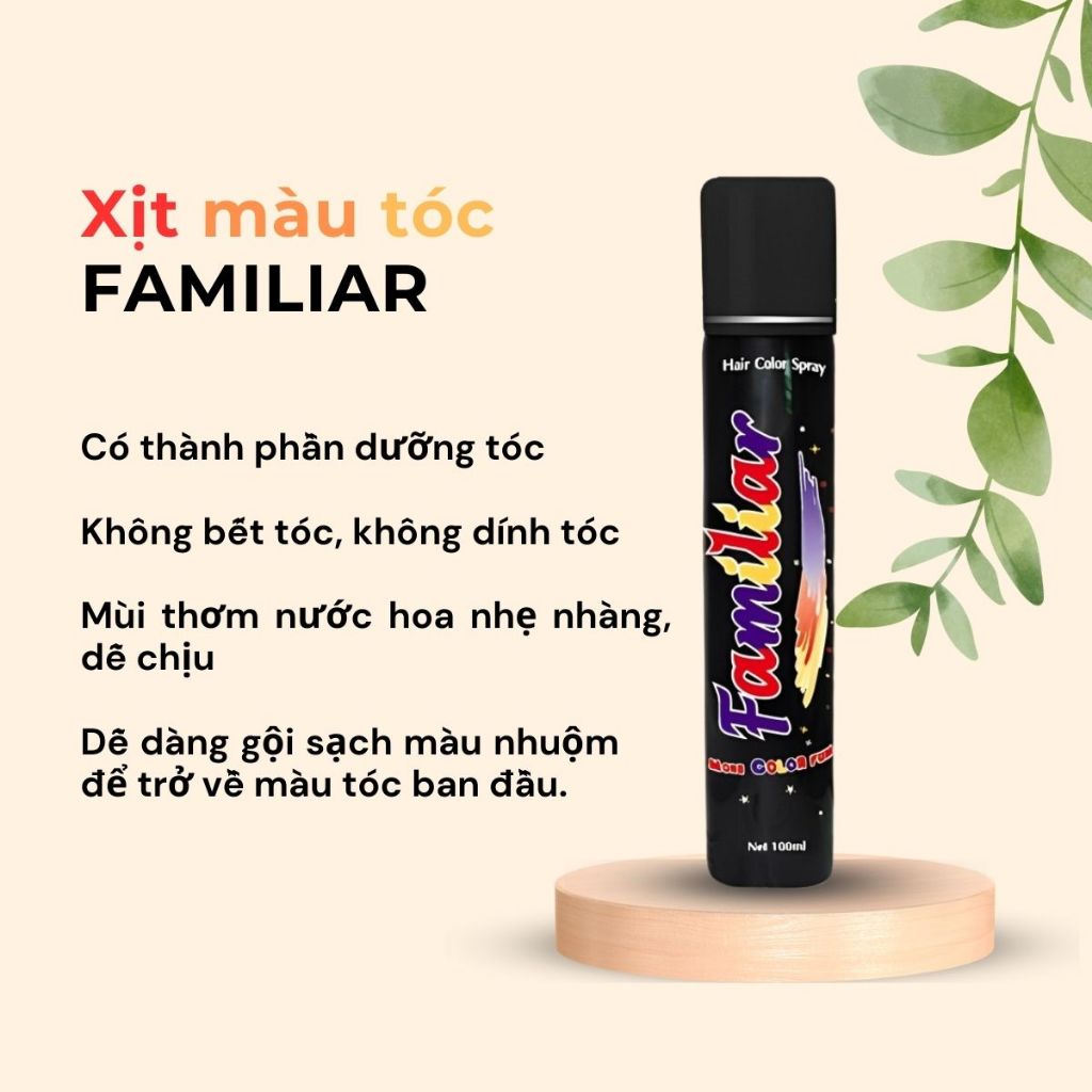 Keo xịt tóc màu tạm thời Familiar chai 80ml