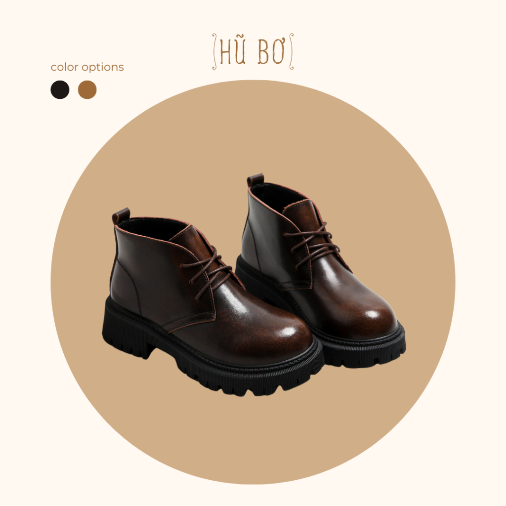 Original boots đế 5cm (3 lỗ xỏ) - Boots da bò nữ phong cách vintage ...