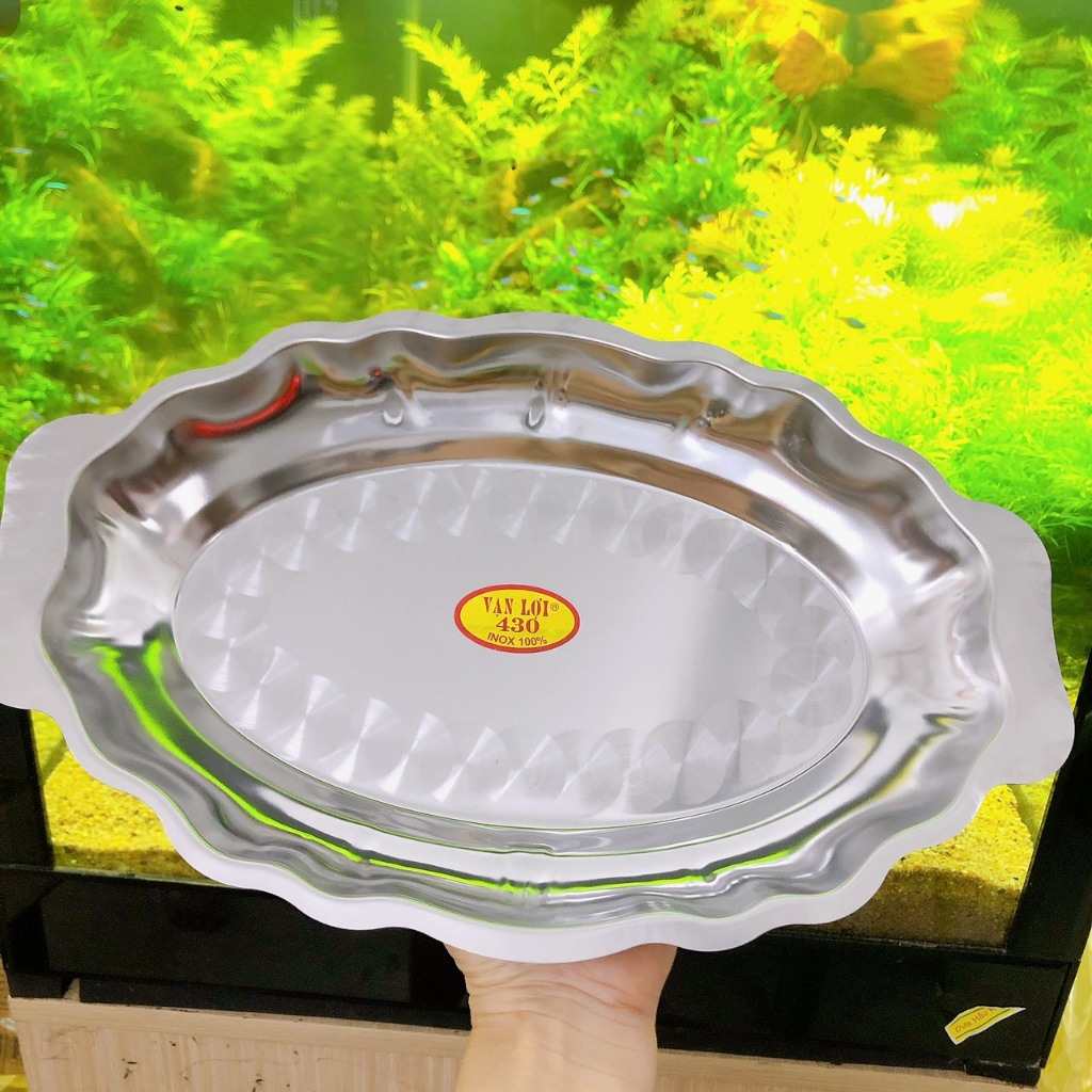 Dĩa bò né hột xoài inox, đĩa hấp cá inox, đĩa inox cao cấp loại1 lòng sâu