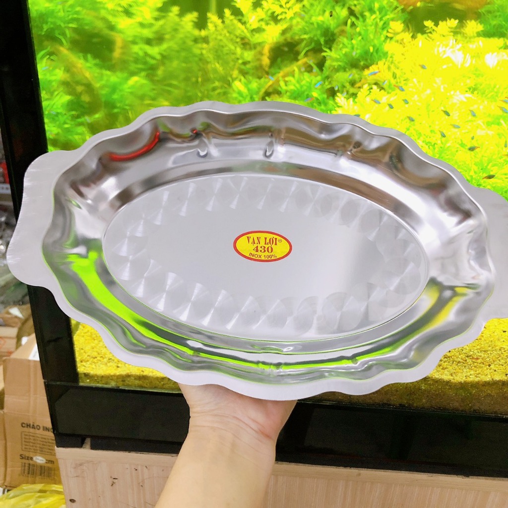 Dĩa bò né hột xoài inox, đĩa hấp cá inox, đĩa inox cao cấp loại1 lòng sâu