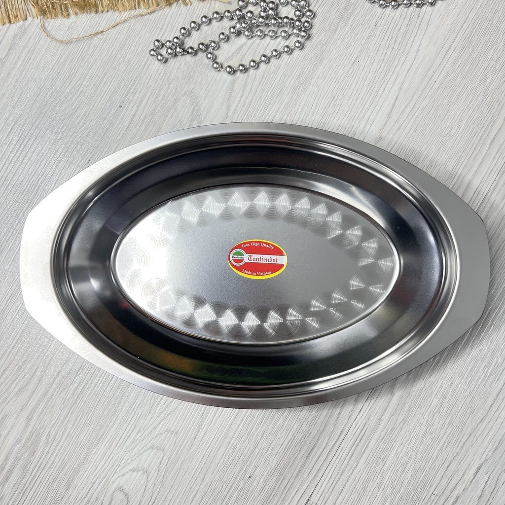 Dĩa bò né hột xoài inox, đĩa hấp cá inox, đĩa inox cao cấp loại1 lòng sâu