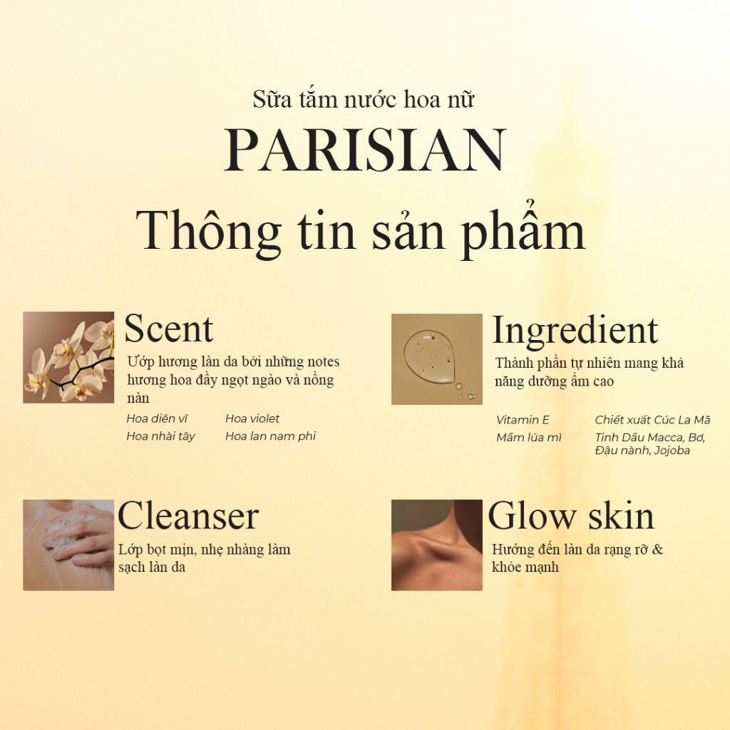 Ảnh Sữa tắm Nước hoa Nữ Gennie Parisian 480ml hương thơm sang trọng, quyến rũ 3