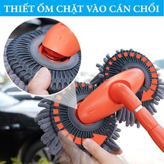 Chổi Rửa Xe Ô Tô Cán Dài VER 6 - Bàn Lau Xoay 360 Độ,Lông Mềm,Vệ Sinh Sạch Sẽ