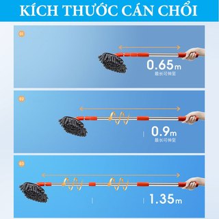 Chổi Rửa Xe Ô Tô Cán Dài VER 6 - Bàn Lau Xoay 360 Độ,Lông Mềm,Vệ Sinh Sạch Sẽ