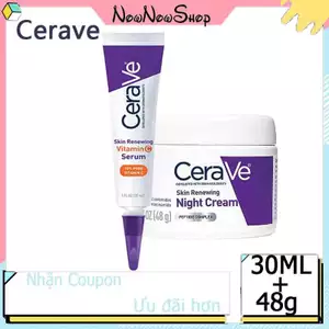 Serum sáng da mờ thâm Cerave Skin Renewing 10% Vitamin C 30ml+Kem Dưỡng Cerave Skin Renewing Night Cream 48g