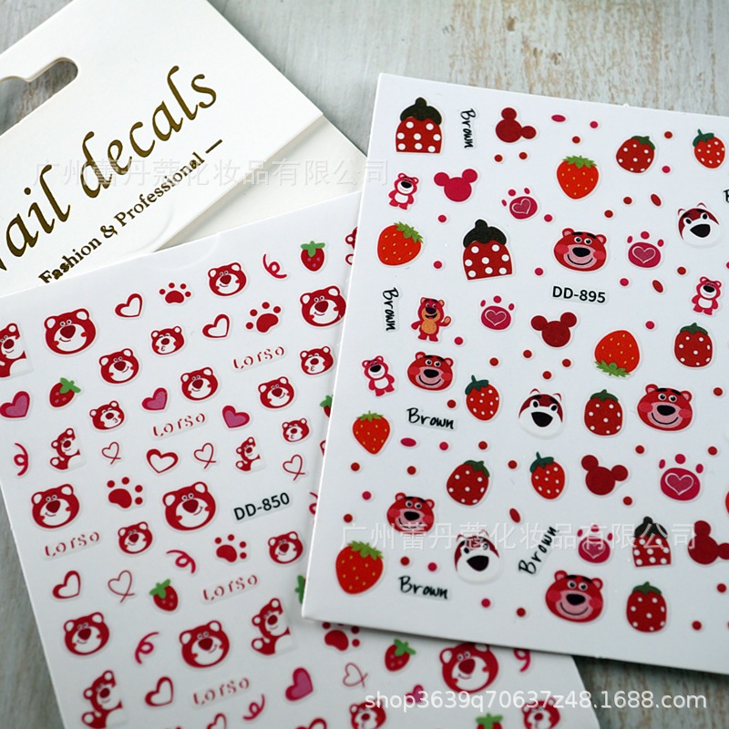 Sticker gấu dâu dán móng | Shopee Việt Nam