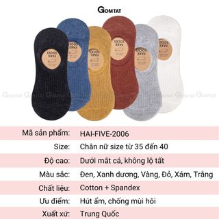 Combo 10 đôi tất nữ đi giày lười mùa hè GOMTAT, có đệm chống tuột gót, chất liệu cotton - MIA-2006