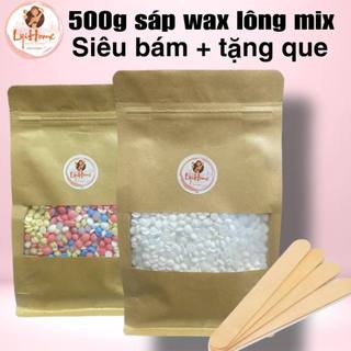 [Che tên] 500gr Sáp wax lông cao cấp Lyihome MIX nhiều dòng sáp tặng que gỗ sáp dẻo siêu bám lông